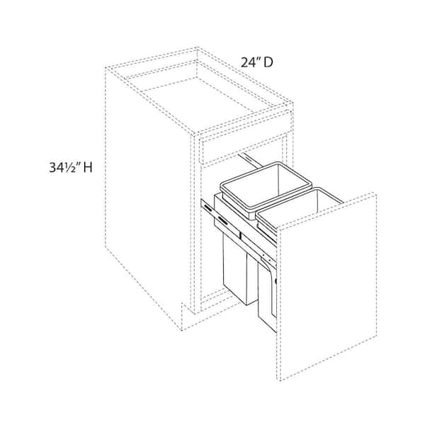 Norfolk Shaker 18 in. W x 34.5 in. H x 24 in. D in Painted White Plywood Assembled Pullout Trash Can w/Soft Close