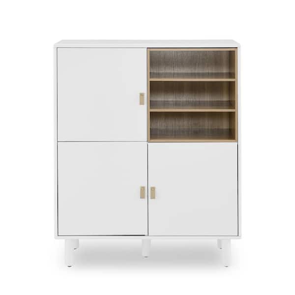 39 in. W x 16 in. D x 47 in. H White Linen Cabinet with Adjustable Shelf