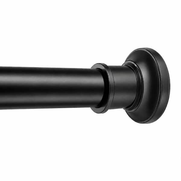 Tension Curtain Rod Extra Long Adjustable 43-131 in. 1.1 in. Dia Heavy-Duty Spring No-Drill in Black