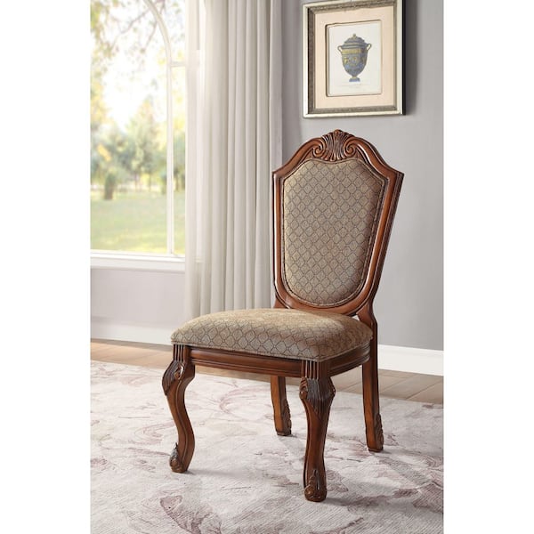Unbranded Chateau De Ville Side Chair (Set-2) in Fabric and Cherry