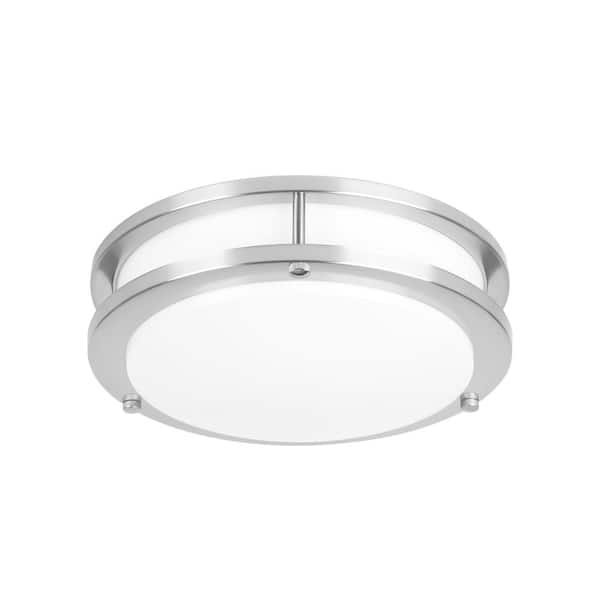 Hanz 10 in. Brush Nickel Selectable LED 2700K, 3000K, 3500K, 4000K, 5000K Flush Mount Ceiling Light