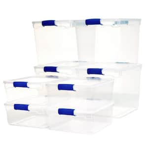 31 qt. Clear Plastic Stackable Storage Containers (4-Pack and 15.5 qt. 4-Pack)