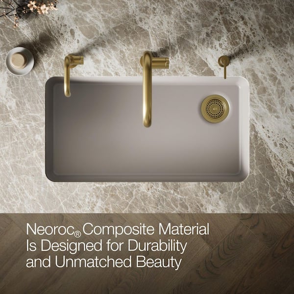 KOHLER Cairn Matte Taupe Granite Composite 33 in. Single Bowl