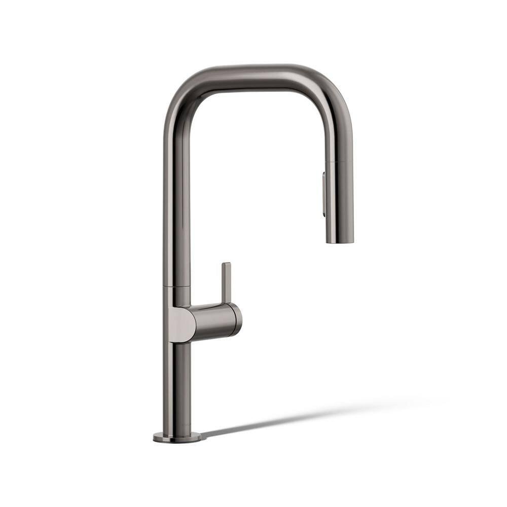 Components 1 Handle Pull Down Sprayer Kitchen Faucet with Secure Docking in Vibrant Titanium price history on PriceWatchPro