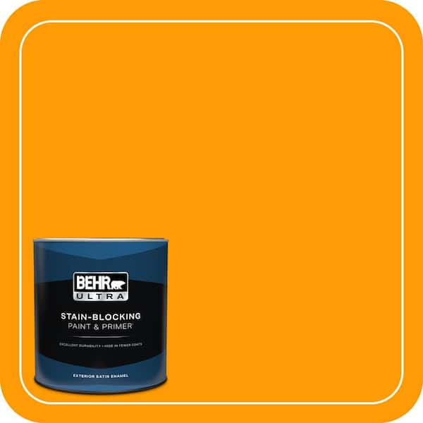 BEHR ULTRA 1 qt. #S-G-320 Atomic Tangerine Satin Enamel Exterior Paint & Primer