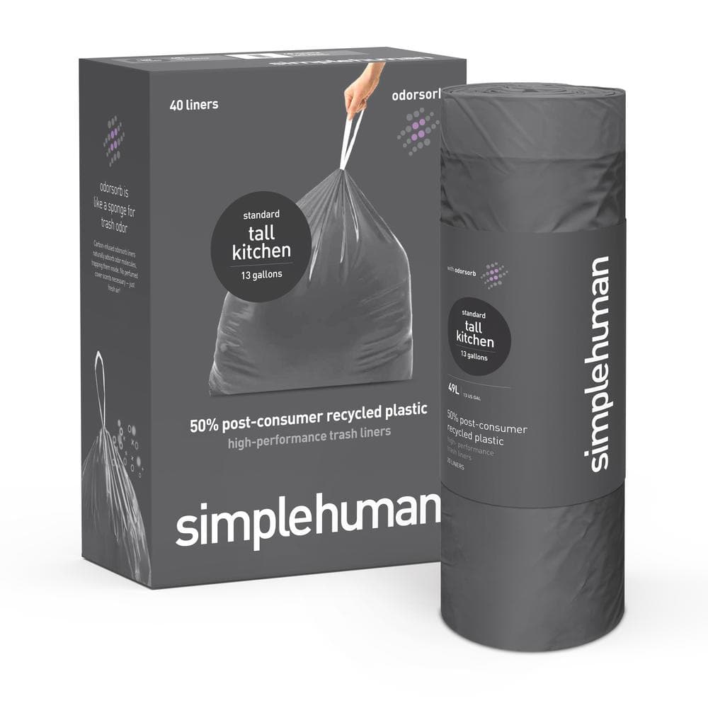 13 Gal. Extra Strong Odor-Absorbing Tall Kitchen Drawstring Trash Bags, 50%