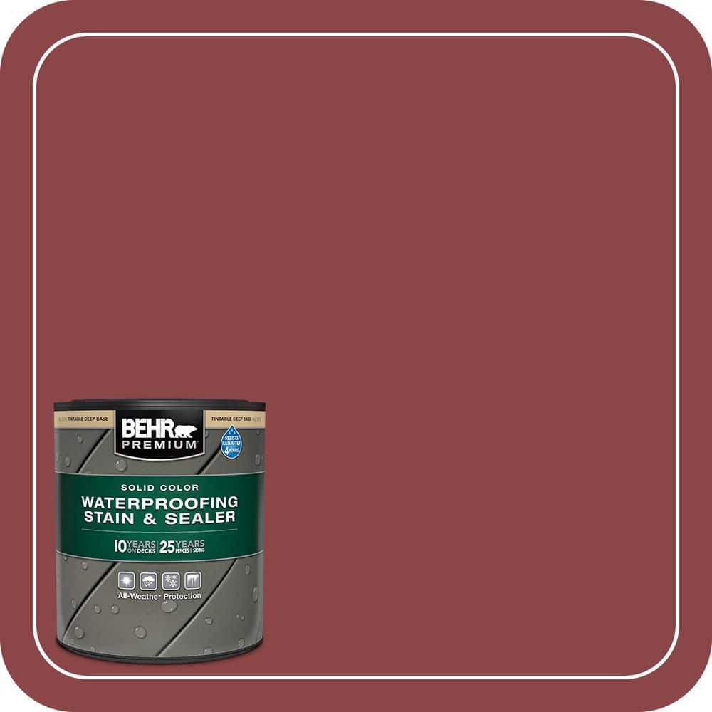 BEHR PREMIUM 1 qt. #PPU1-10 Forbidden Red Solid Color Waterproofing ...