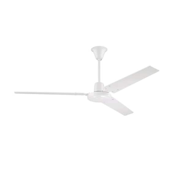 CRAFTMADE Utility 56 in. Downrod Mount Heavy-Duty, 4-Speed Motor Ceiling Fan in White Finish, 4 Speed Wall Control Included