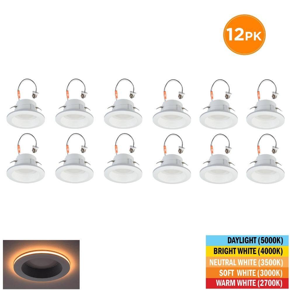 4 in. Adjustable CCT Retrofit Integrated LED Recessed Downlight Trim with Night Light 625LM Kitchen Lighting (12-Pack) price history on PriceWatchPro