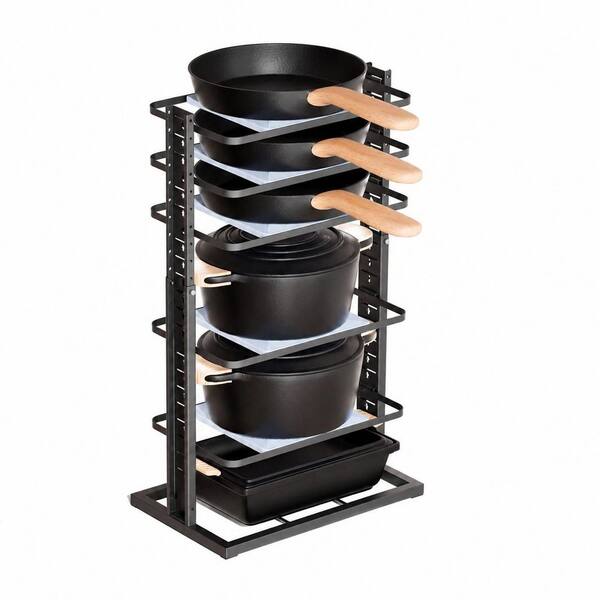 6-Tier Adjustable Pot and Pan Organizer for Cabinets, 14 to 24.57-Inch Height, Holds Cookware up to 12 Inches