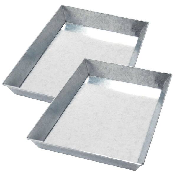 ACHLA DESIGNS Set of 2 Steel Ash Pan for 33 in. Grate 17 in. L Grey
