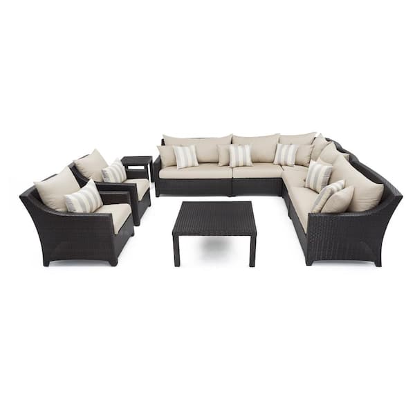 RST Brands Deco 9-Piece Patio Sectional Seating Set with Slate Grey Cushions