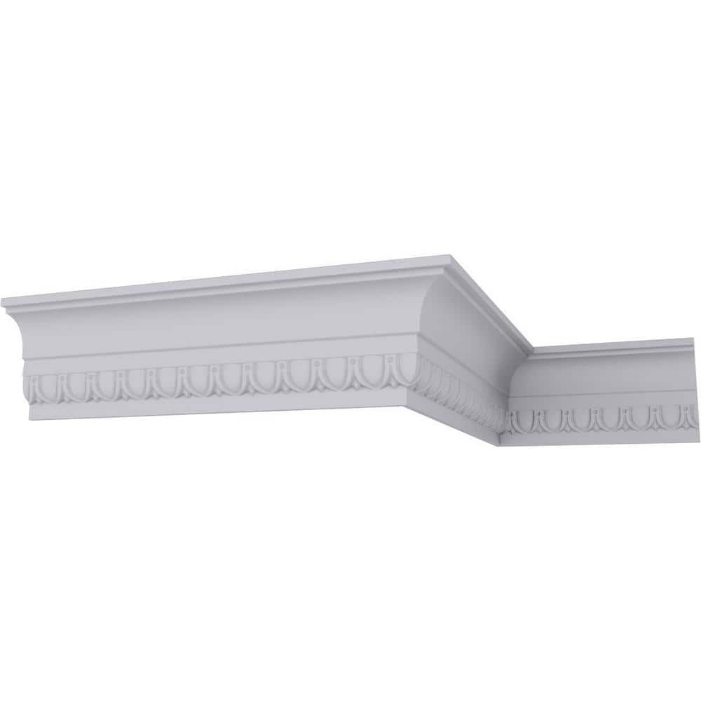 Primed White Polyurethane Egg & Dart Crown Moulding Sample, 12" Length