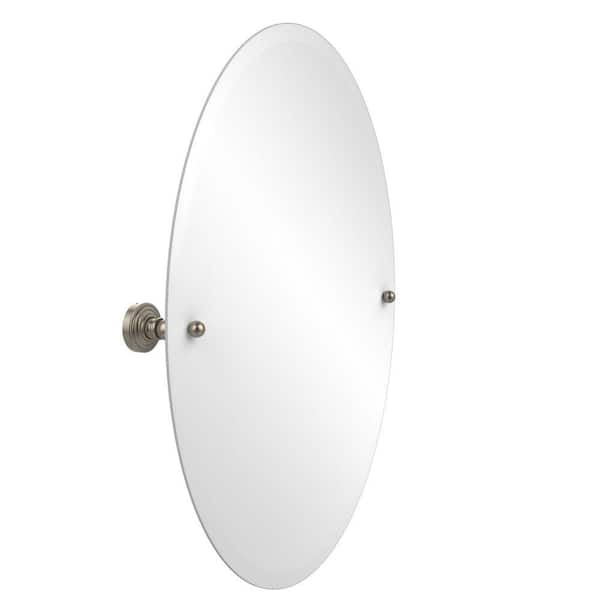 Allied Brass Waverly Place Collection 21 in. x 29 in. Frameless Oval Single Tilt Mirror with Beveled Edge in Antique Pewter