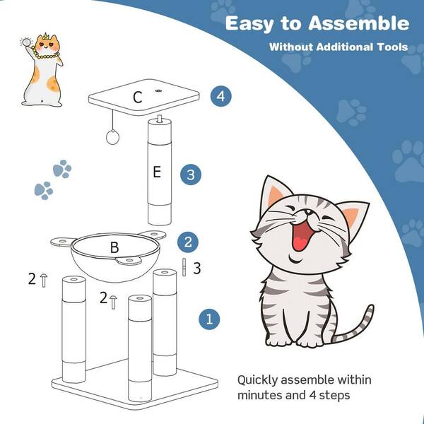 Interactive Cat Toy Rocking Activity Mat- Swing Playing Station with Sisal  Scratching Area, Hanging Toy, Rolling Ball for Cats and Kittens by PETMAKER