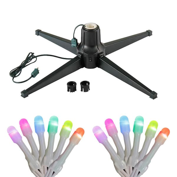 Home Heritage Black Metal Rotating Artificial Christmas Tree Stand with