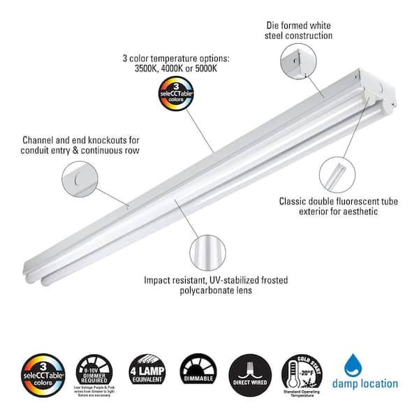 Metalux 4 ft. LED ST2 Striplight Selectable CCT 3500/4000/5000K