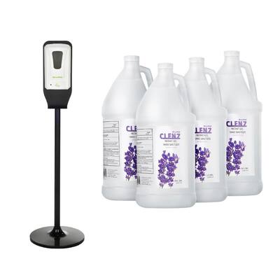 1200 ml. Automatic Wall Mount Sanitizer Dispenser with Floor Stand and Case of 1 Gal. Gel Sanitizer