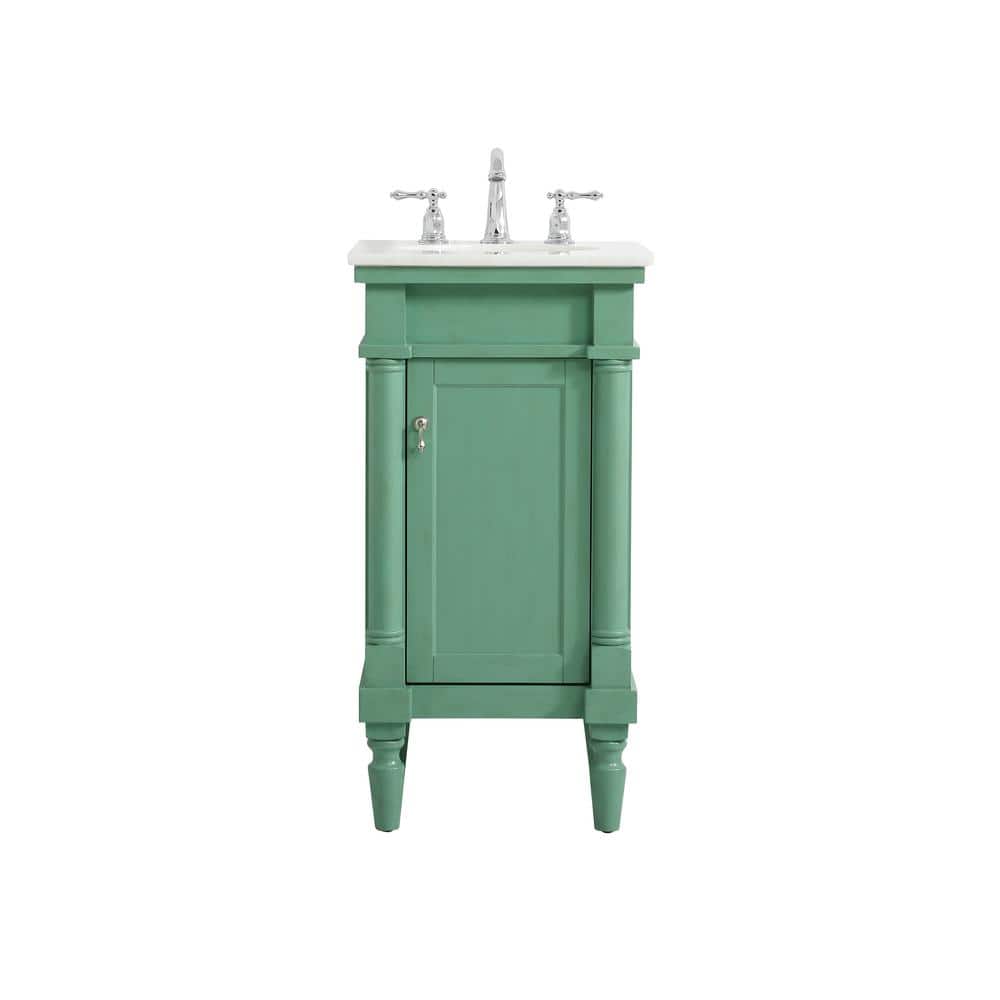 Timeless Home 18.5 in. W Bath Vanity in Vintage Mint with Marble Vanity Top