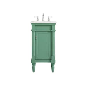 Timeless Home 18.5 in. W Bath Vanity in Vintage Mint with Marble Vanity Top in White and Brown Vein with White Basin
