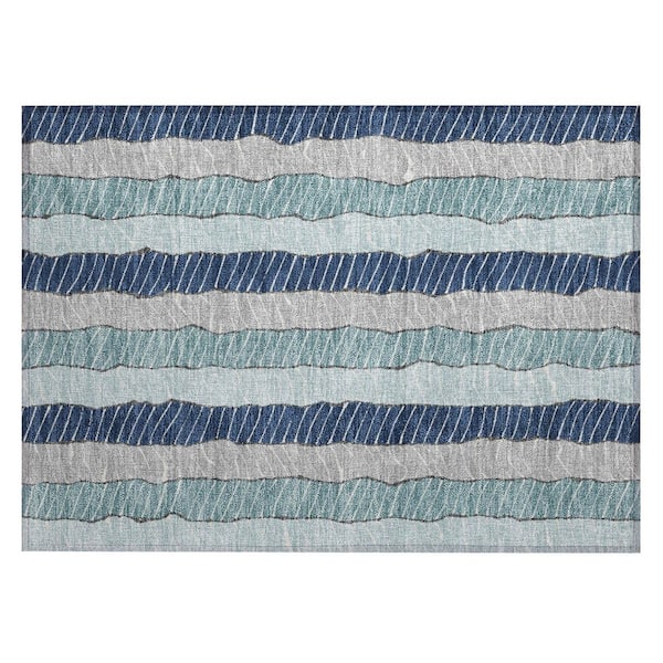 Chantille Machine Washable Indoor/Outdoor Abstract ACN3039 Navy 3 ft. x 4 ft. Area Rug