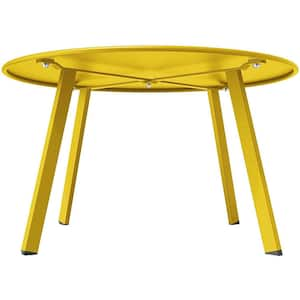 Yellow Round Outdoor Coffee Table, Weather Resistant Metal Large Side Table for Balcony, Porch, Deck, Poolside