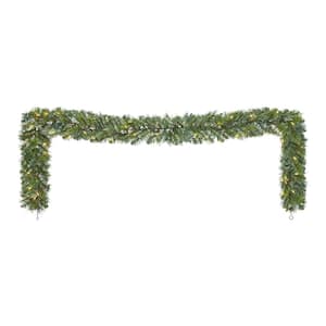 9 ft. Pre-Lit LED Wesley Pine Artificial Christmas Garland