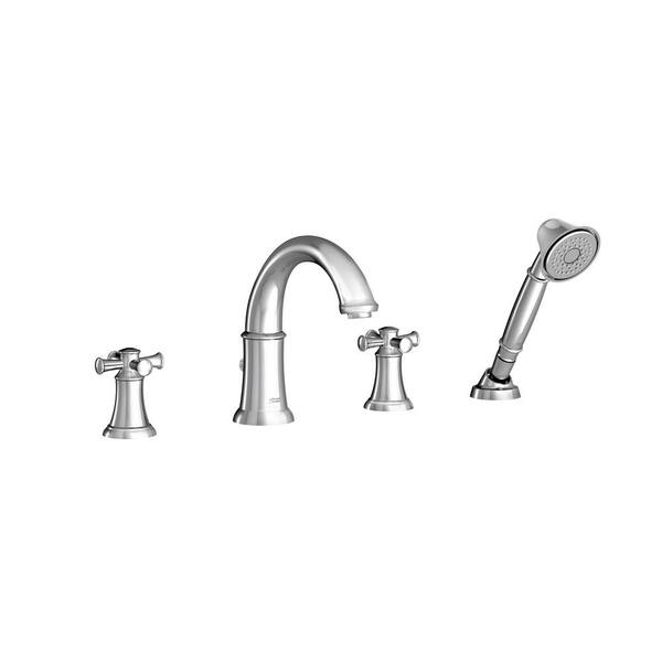 American Standard Portsmouth 2-Handle Deck-Mount Roman Tub Faucet with Hand Shower for Flash Rough-in Valves in Polished Chrome