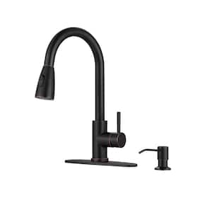 Single-Handle Pull Down Sprayer Kitchen Faucet with Soap Dispenser in Oil Rubbed Bronze