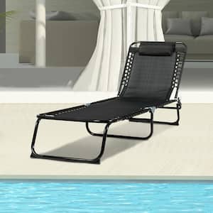 Metal Folding Outdoor Chaise Lounge with Adjustable Backrest Patio Chair