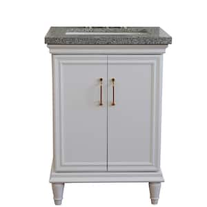 25 in. W x 22 in. D Single Bath Vanity in White with Granite Vanity Top in Gray with White Rectangle Basin