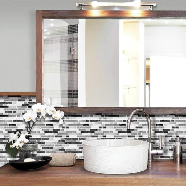 10 Pack | 10 Sq ft Silver Peel and Stick Backsplash Mirror Wall Tiles