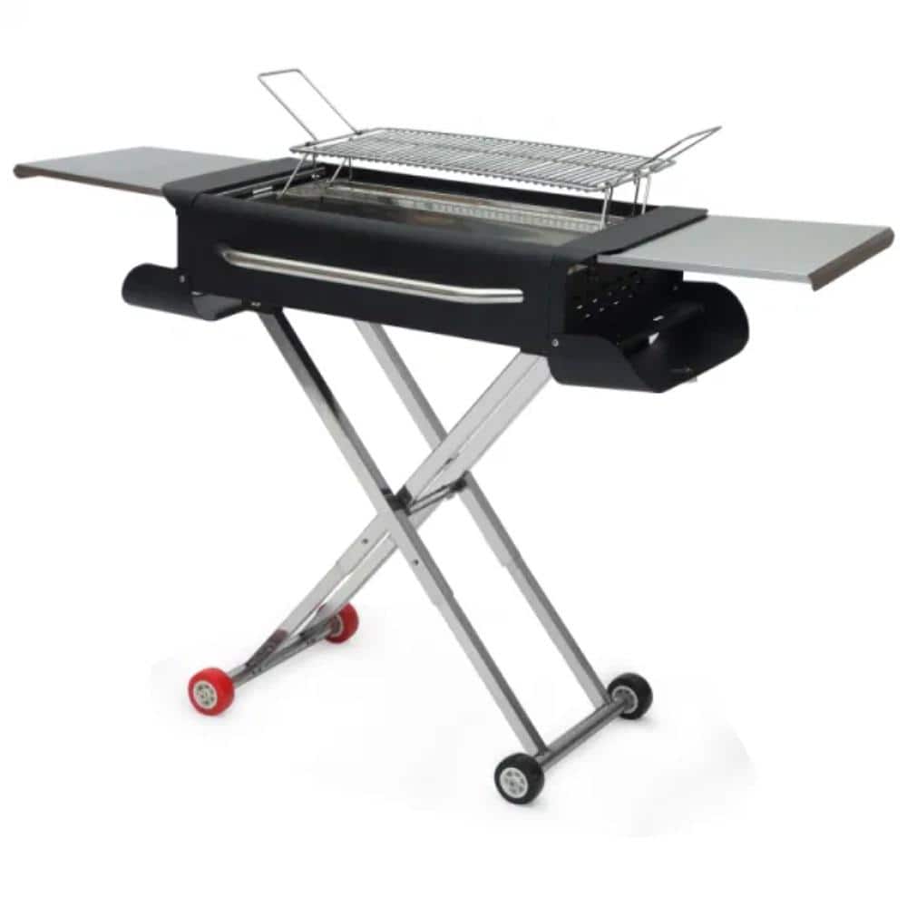 Portable Charcoal Grill Stainless Steel Large in Black