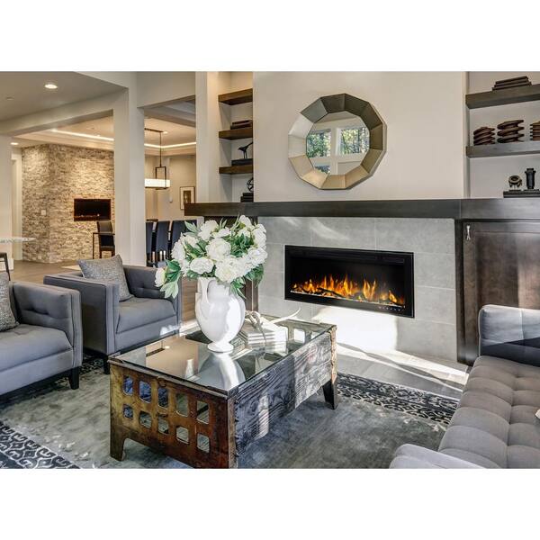 BLUEGRASS LIVING Slimline 36 Inch Wall Mount and Recessed Electric Fireplace  140282 - The Home Depot