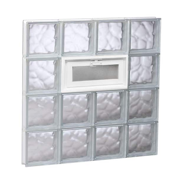 Clearly Secure 31 In X 31 In X 3125 In Frameless Wave Pattern Vented Glass Block Window 1138