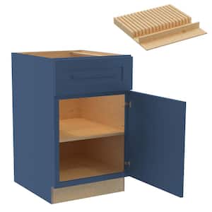 Grayson Mythic Blue Painted Plywood Shaker Assembled Base Kitchen Cabinet Rt KNF Block 21 in. W x 24 in. D x 34.5 in. H