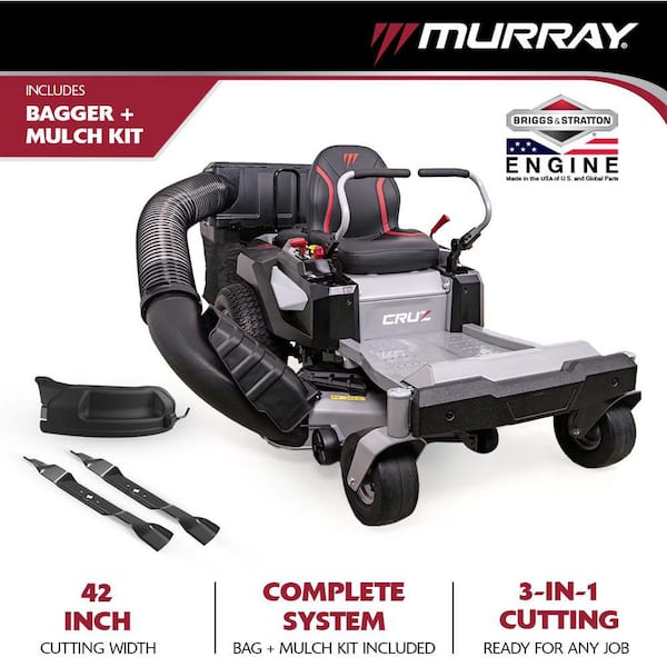 Cruz 42 in. Zero Turn Mower with 19.0 HP Engine, Mulching Kit and Double Bagger Combo