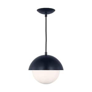 Hyde 1-light Navy Small Statement Pendant Light with Opal Glass Shade