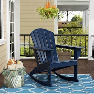 Mason Navy Blue Adirondack HDPE Plastic Outdoor Rocking Chair