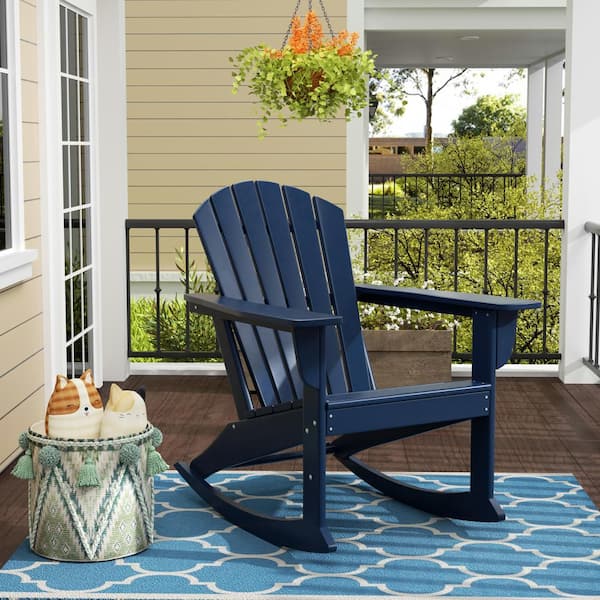 Mason Navy Blue Adirondack HDPE Plastic Outdoor Rocking Chair