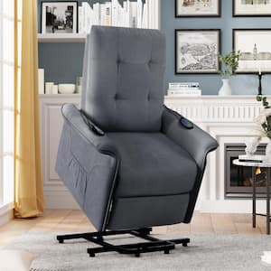 Dark Gray Power Lift Massage Recliner Chair with Remote Control