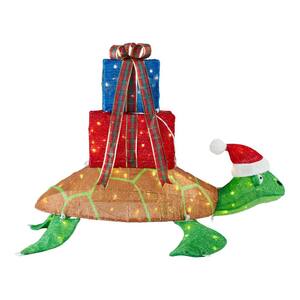 3 ft. 120-Light LED Turtle with Presents Outdoor Christmas Decor