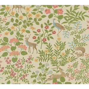 Linen Woodland Floral Paper Peel and Stick Matte Wallpaper