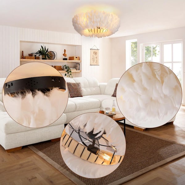 Shinevoy 20 in. White Feather-Style Ceiling Fan with Remote