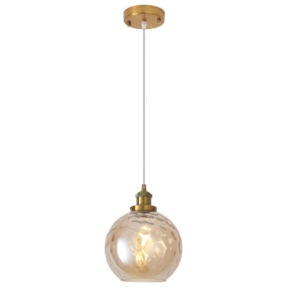 ADSENSTY 1 Light Amber Modern Globe Single Pendant Lighting With
