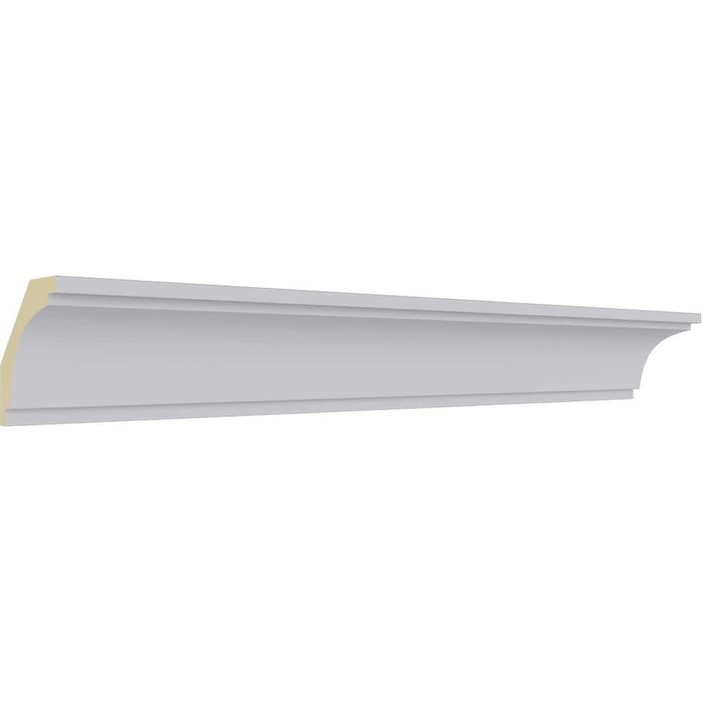 Classic Smooth White Polyurethane Crown Moulding, 94.5" Length