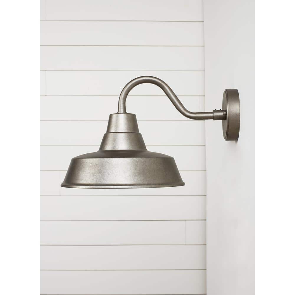 Weathered Pewter Dimmable Lantern Outdoor Wall Sconce