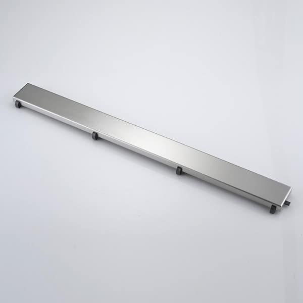24 in. Linear Shower Drain with Leveling Feet in Brushed Nickel