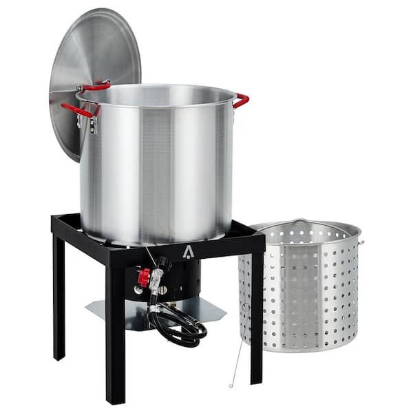 Garvee 80 Quart Crawfish Boiler with Strainer Basket, Burner Stand Includes