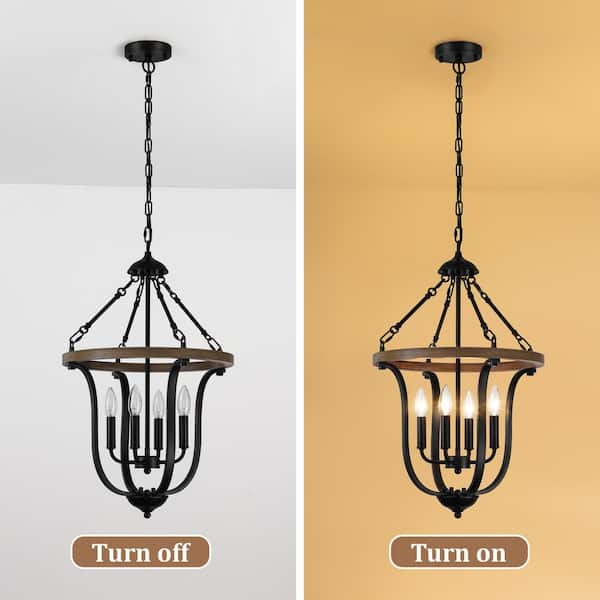 ライト・ランタン y-sho-ten ZSMIHDOH 4-Light Black and Brown Classy Sleek Lantern
